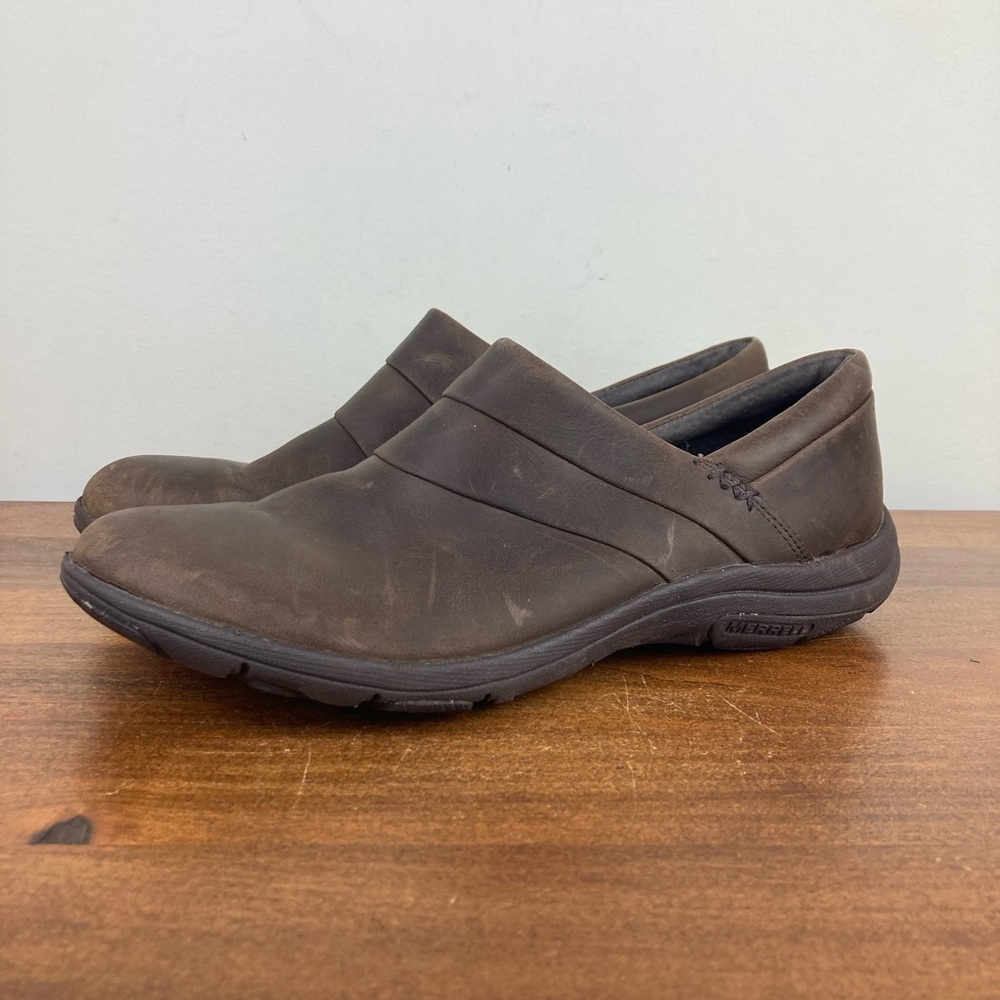 Merrell Dassie Stitch Clogs Slip-On Loafer Brown Leather J51694 Women's 8.5.